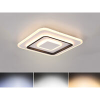 Flache LED Deckenleuchte JORA Weiß mit Fernbedienung dimmbar Quadrat, 39cm