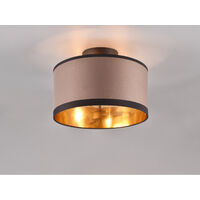 Deckenleuchte DAVOS mit Stoffschirm in Taupe/Gold, Ø 30cm
