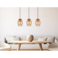 Pendelleuchte BIDAR 3-flammig in Coffee mit ausgefallenem Stanzmuster, B: 71cm