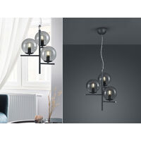 Pendelleuchte 3-flammig Anthrazit Rauchglaskugeln Ø40 cm Pure Trio Lighting