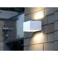Eckige LED Außenwandlampe GEMINI Up and Down aus ALU Weiß 14cm breit, IP54