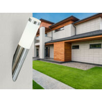 LED Außenwandleuchte aus Edelstahl in Silber, Höhe 39cm