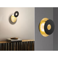 LED Wandleuchte HENNES Schwarz Gold oval, Ring verstellbar, Höhe 18cm