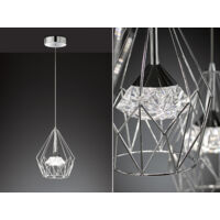 LED Pendelleuchte AMY mit Gitter Lampenschirm 1-flammig Silber, Ø 25cm