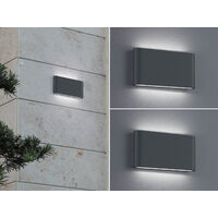 2er SET LED Außenwandleuchten Up and Down Light Anthrazit, Breite 17,5cm