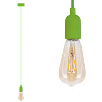 Universal Schnurpendel Textil grün mit E27 Filament LED, Ø 8,5cm