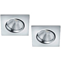 LED Einbaustrahler Decke 2er Set eckig schwenkbar dimmbar Chrom glänzend 5,5W