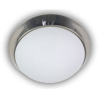 LED-Deckenleuchte rund, Opalglas matt, Dekorring Nickel matt, Ø 35cm