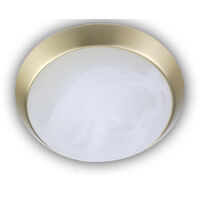LED Deckenleuchte rund, Glas Alabaster, Dekorring Messing matt, Ø 35cm
