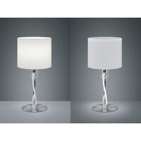 LED Tischlampe mit Stoffschirm Weiß und beleuchtetem Gestell, Höhe 62cm