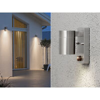 2er-Set Edelstahl Wandleuchte MODENA mit Bewegungsmelder, GU10, Höhe 9 cm, IP44