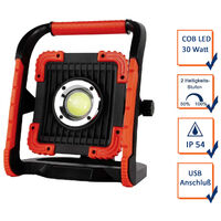 LED Akku Baustrahler, USB Anschluß (B 24, H 23, T 16 cm) IP54 30 Watt