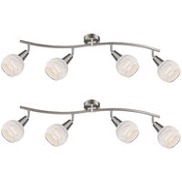 2er Set LED Deckenstrahler 4-flammig, Glasschirme satiniert, Breite 70cm