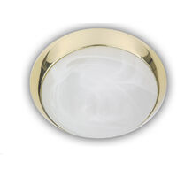 LED Deckenleuchte rund, Glas Alabaster, Dekorring Messing poliert, Ø 40cm