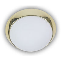 LED Deckenleuchte Deckenschale Opalglas matt, Dekorring Messing poliert, Ø 50cm