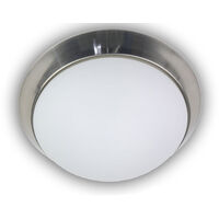 LED-Deckenleuchte rund, Opalglas matt, Dekorring Nickel matt, Ø 45cm