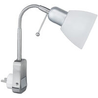 Leselampe LIGARA Silber Weiß, Stecker-Spot mit Schalter & Flexarm, Höhe 26,5cm