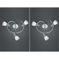 2er Set LED Deckenstrahler 3-flammig Silber Glasschirme schwenkbar, Ø 30cm