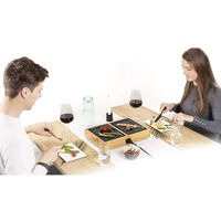 Teppanyaki Dinner4Two Pure Tischgrill 2x 20,5 x 14cm im Bambusgehäuse