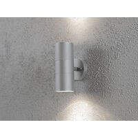 Moderne LED Up-Down Außenwandleuchte, Höhe 19,5cm, Aluminium Grau