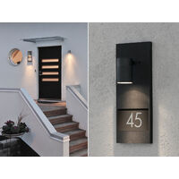 Große LED Außenwandleuchte / Hausnummernleuchte Downlight, Schwarz
