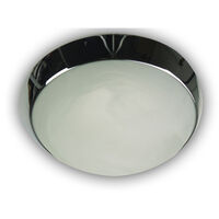 LED-Deckenleuchte rund, Glas Alabaster, Dekorring Chrom, Ø 35cm