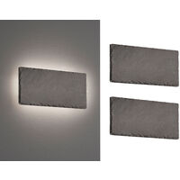2er SET flache LED Innen Wandleuchten aus Naturschiefer, Breite 25cm