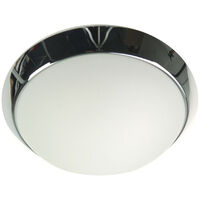 LED-Deckenleuchte rund, Opalglas matt, Dekorring Chrom, Ø 35cm