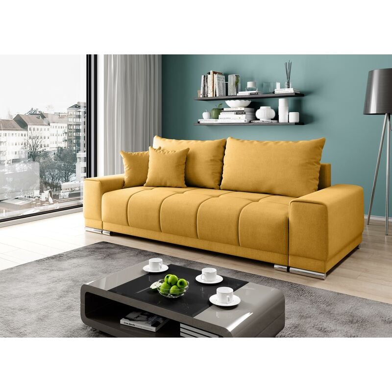 FURNIX Sofa MUSCHIO 3Sitzer Couch AL120 Schlaffunktion Bettkasten mit Schlafsofa