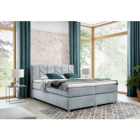 FURNIX Polsterbett JODLINK 160x200 Doppelbett mit Topper FV679