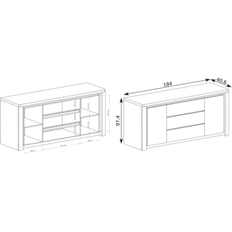 FURNIX Kommode LAVINIO L-8 Eckkommode mit 3 Schubladen & 2 Türen