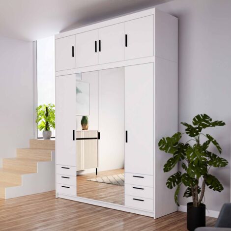 FURNIX Der Kleiderschrank Eliza 176 cm Groß Schrank mit Spiegel und ...