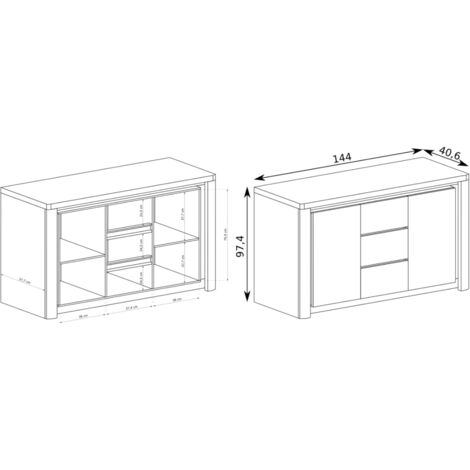 FURNIX Kommode LAVINIO L-7 Eckkommode mit 3 Schubladen & 2 Türen