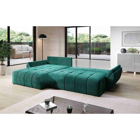 FURNIX Ecksofa CALVANI Schlaffunktion Bettkasten Kissen Couch Sofa L-Form MH 37