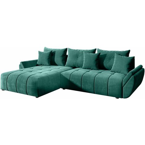 FURNIX Ecksofa CALVANI Schlaffunktion Bettkasten Kissen Couch Sofa L-Form MH 37