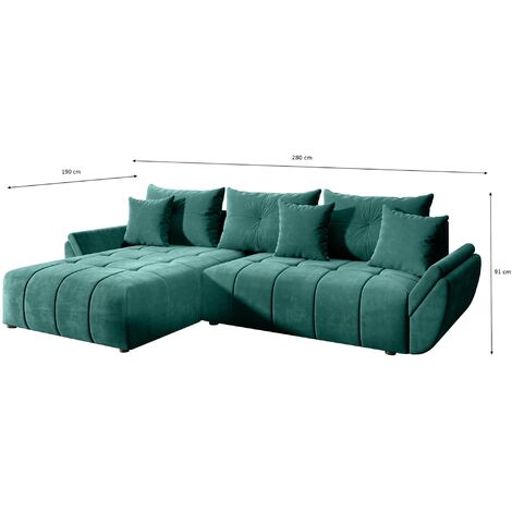 FURNIX Ecksofa CALVANI Schlaffunktion Bettkasten Kissen Couch Sofa L-Form MH 37