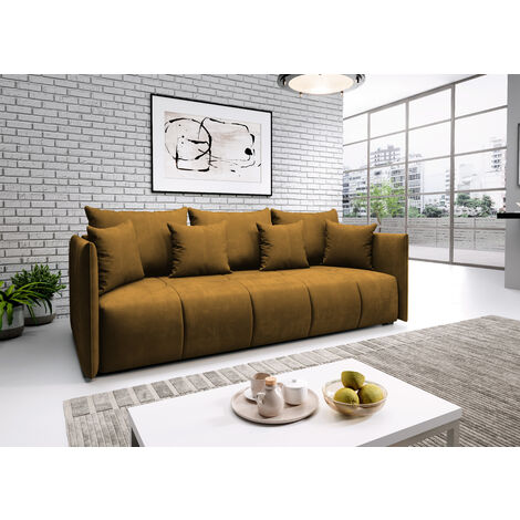 Yaheetech 3er-Sofa Schlafsofa Couch mit Tassenhalter Gästebett