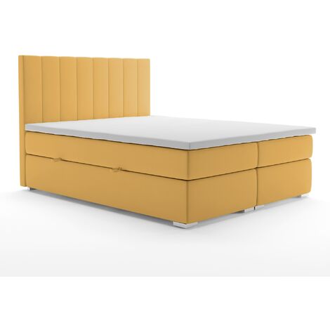 FURNIX Boxspringbett CAIMARI 180x200cm Polsterbett mit Bettkasten, Topper MV2215