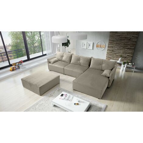 FURNIX Polstersofa in L-Form ELONE SYSTEM 2 Couch mit Sitzbank RL04 Beige