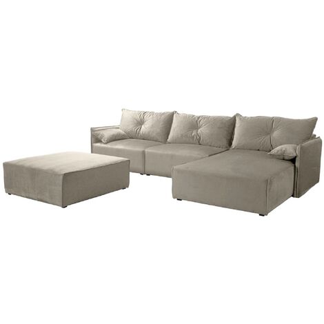FURNIX Polstersofa in L-Form ELONE SYSTEM 2 Couch mit Sitzbank RL04 Beige