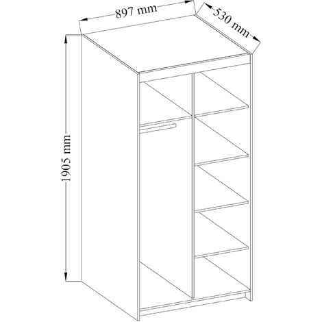 Produktbild von Kleiderschrank AKORD S90 Mit Aufsatz Weiß 90 Cm 2 Türen 2 Schubladen 6 Ebenen Front Sonoma Eiche B90 X H234 X T51 Cm