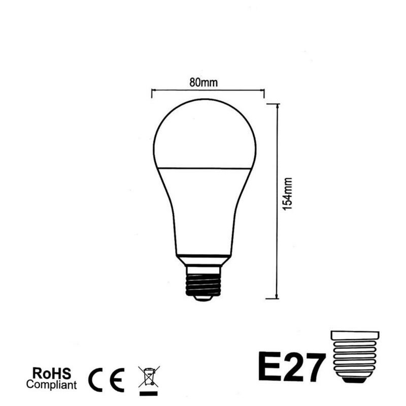 Ampoule E27 LED 200W 220V 270° - Unité / Blanc Chaud 2300K - 3500K