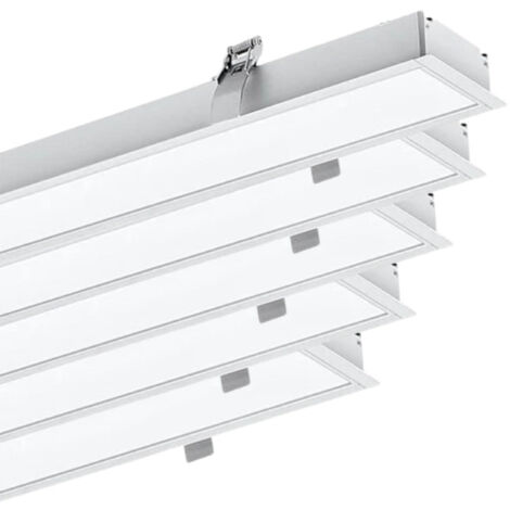 Pack de 5 - Réglette encastrable 35W BLANC 7.5 x 3.5 x 120 cm - Blanc Chaud - SILUMEN