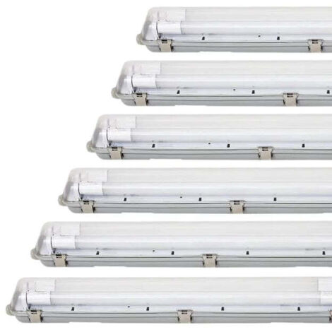 Pack de 6 - Réglette étanche 150 cm double pour Tube LED T8 IP65 (Boitier vide) - SILUMEN