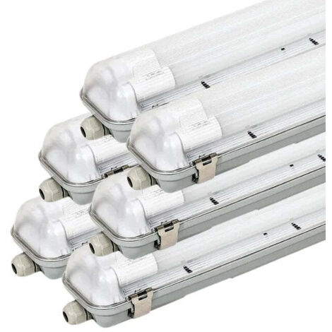 Pack de 6 - Réglette étanche 120 cm double pour Tube LED T8 IP65 (Boitier vide) - SILUMEN