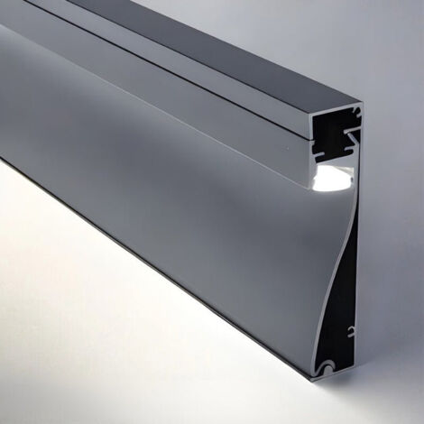 Silumen – Profilé aluminium plinthe 2m gris métallique pour ruban LED 10mm – Installation en saillie – Résistant à l'usure et à la chaleur