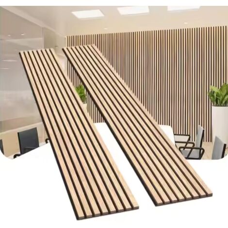 Silumen – Lot de 2 panneaux acoustiques muraux 240x60x2,2cm – Bois chêne blanc – Isolation phonique optimale – Installation simple et recoupable
