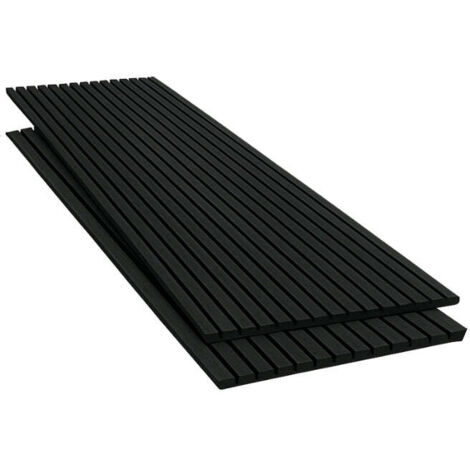 Lot de 2 Panneaux Acoustiques Muraux Bois 240x60x2,2cm - Couleur Noir avec Fond Noir - SILUMEN