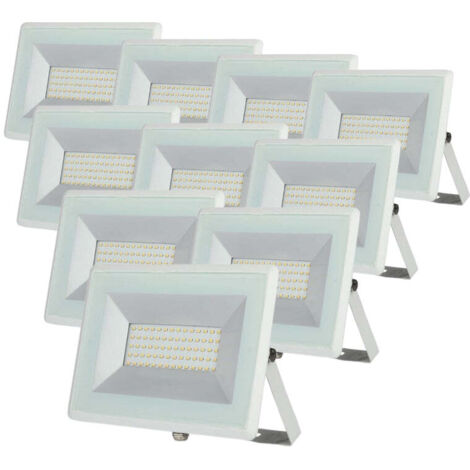 Pack de 10 - Projecteur LED Extérieur 50W IP65 BLANC IK06 - Blanc Neutre - SILUMEN (1/5)