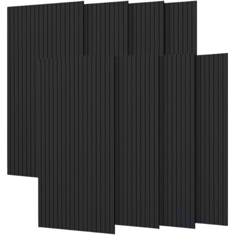 Lot de 8 Panneaux Acoustiques Muraux Bois 240x60x2,2cm - Couleur Noir avec Fond Noir - SILUMEN (1/5)